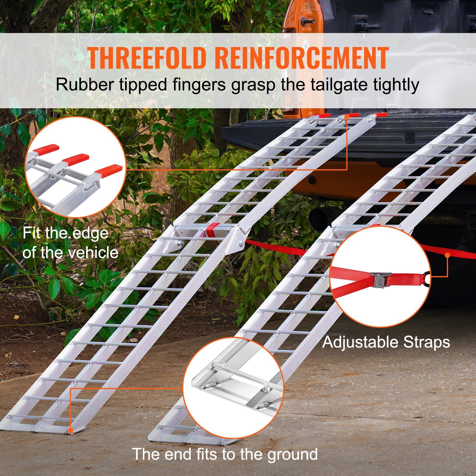 Aluminum Ramp 1500 LBS Foldable Loading Ramps for Pickup Trucks Bed 2 PCS V952-ZZGXPDBL15002MPCQV0