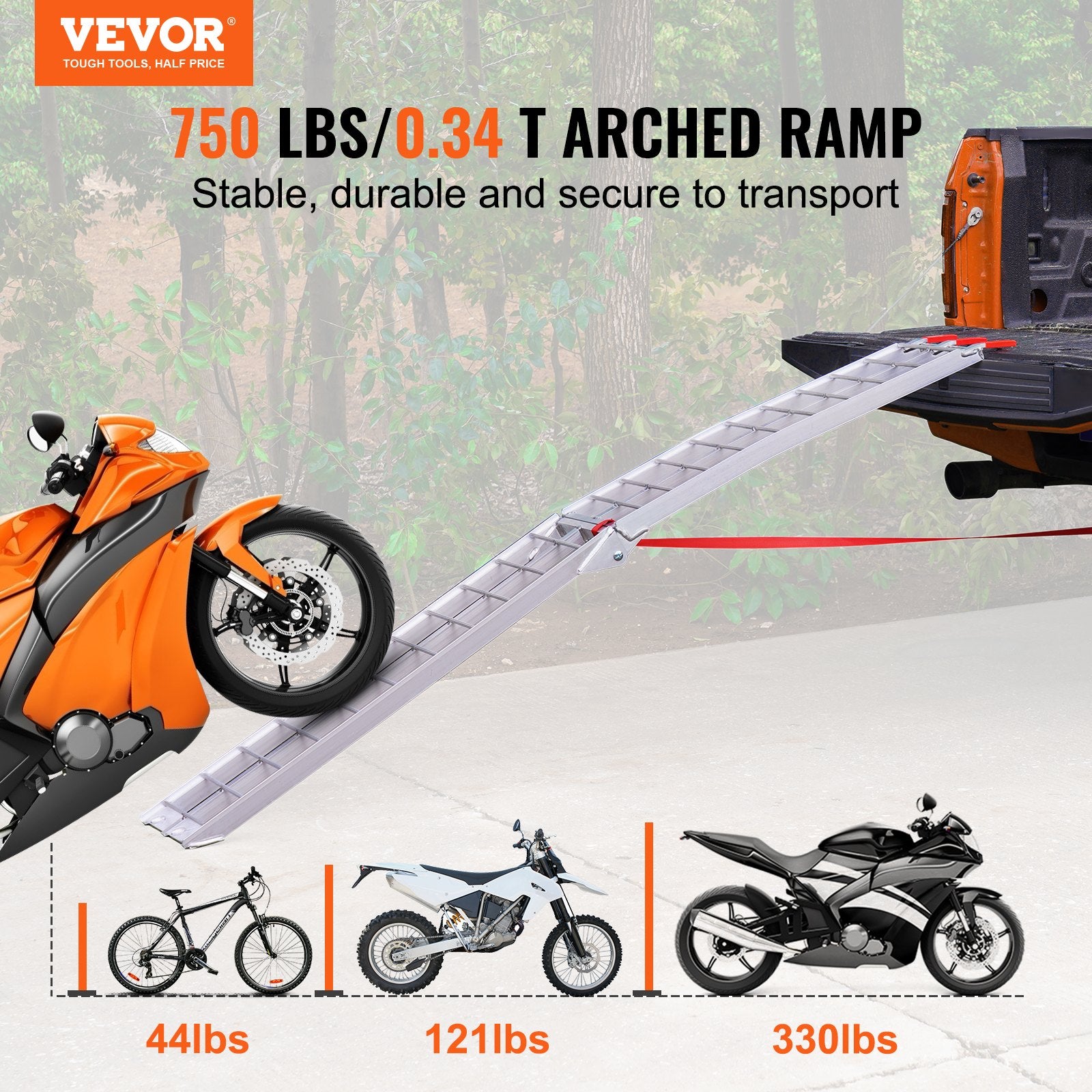 Aluminum Ramp 750 LBS Foldable Loading Ramps for Pickup Trucks Bed 1 Piece V952-ZZGXPDBLZ7501SFCXV0