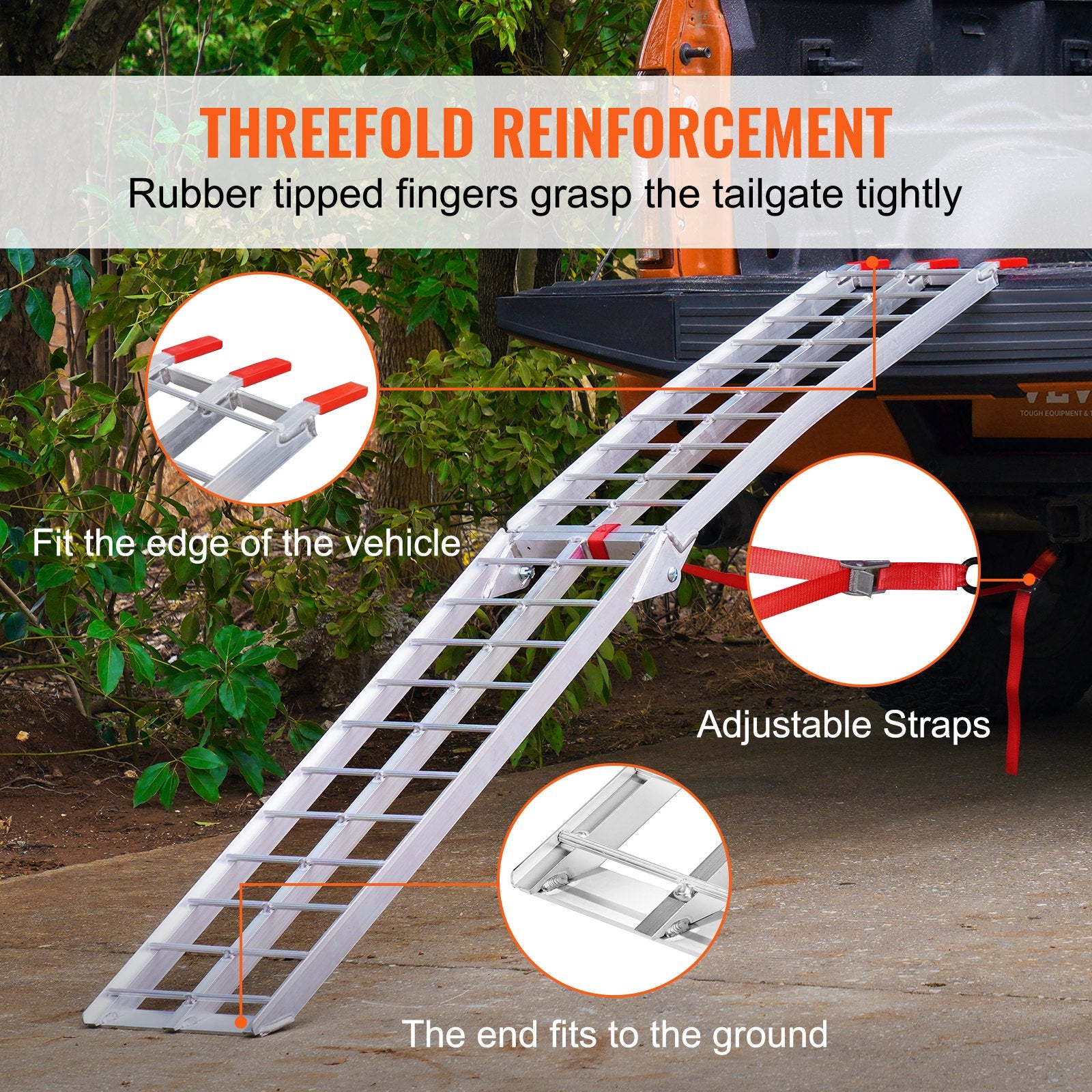 Aluminum Ramp 750 LBS Foldable Loading Ramps for Pickup Trucks Bed 1 Piece V952-ZZGXPDBLZ7501SFCXV0