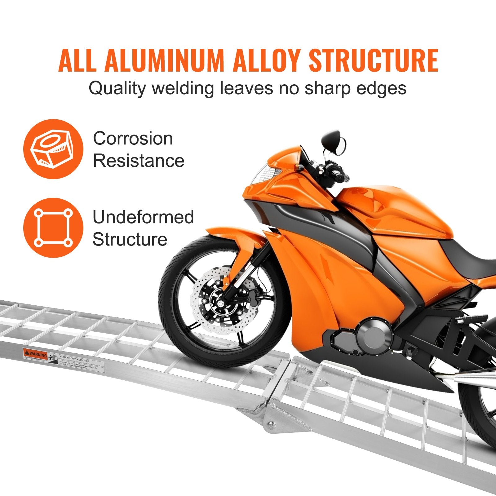 Aluminum Ramp 750 LBS Foldable Loading Ramps for Pickup Trucks Bed 1 Piece V952-ZZGXPDBLZ7501SFCXV0
