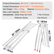 Aluminum Ramp 750 LBS Foldable Loading Ramps for Pickup Trucks Bed 1 Piece V952-ZZGXPDBLZ7501SFCXV0