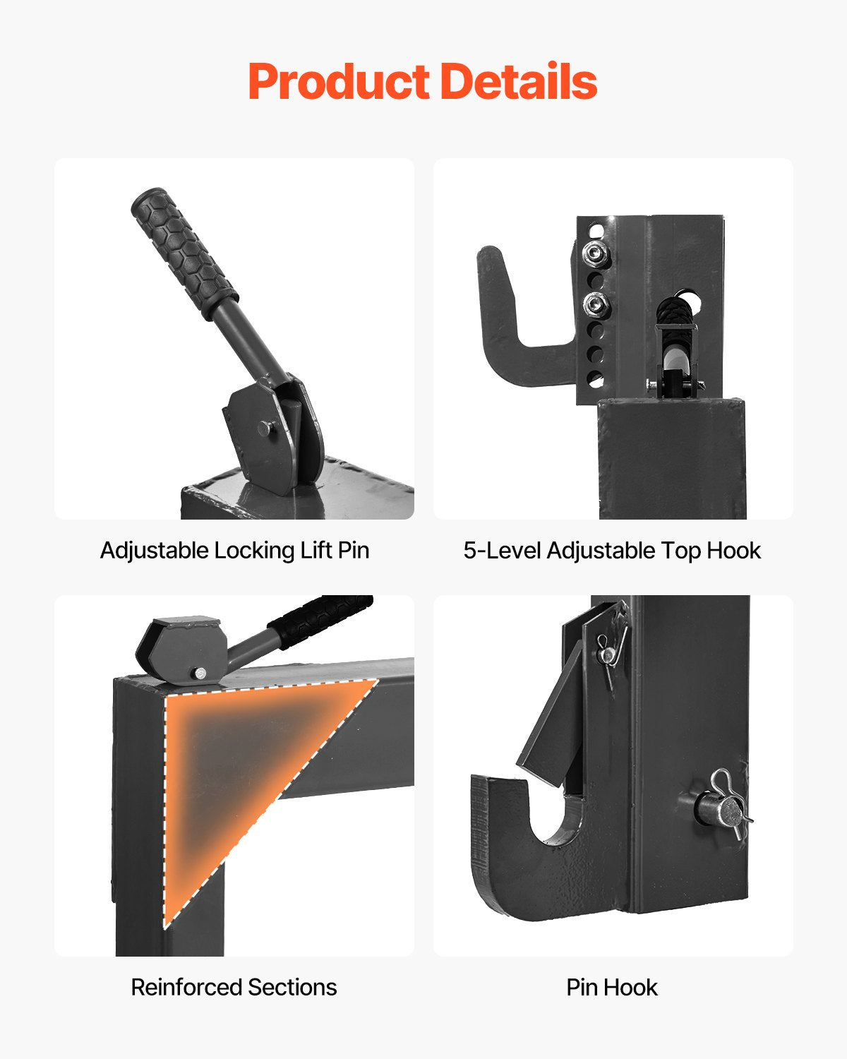 3-Point Quick Hitch with 2 in Receiver, 3000 Lbs Lift Capacity, 3-Pt Hitch with 5 Level Adjustable Bolt, V952-ZZJKHJT12LTL4BMD9001V0