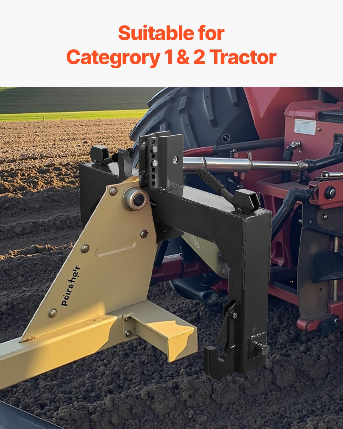 3-Point Quick Hitch with 2 in Receiver, 3000 Lbs Lift Capacity, 3-Pt Hitch with 5 Level Adjustable Bolt, V952-ZZJKHJT12LTL4BMD9001V0