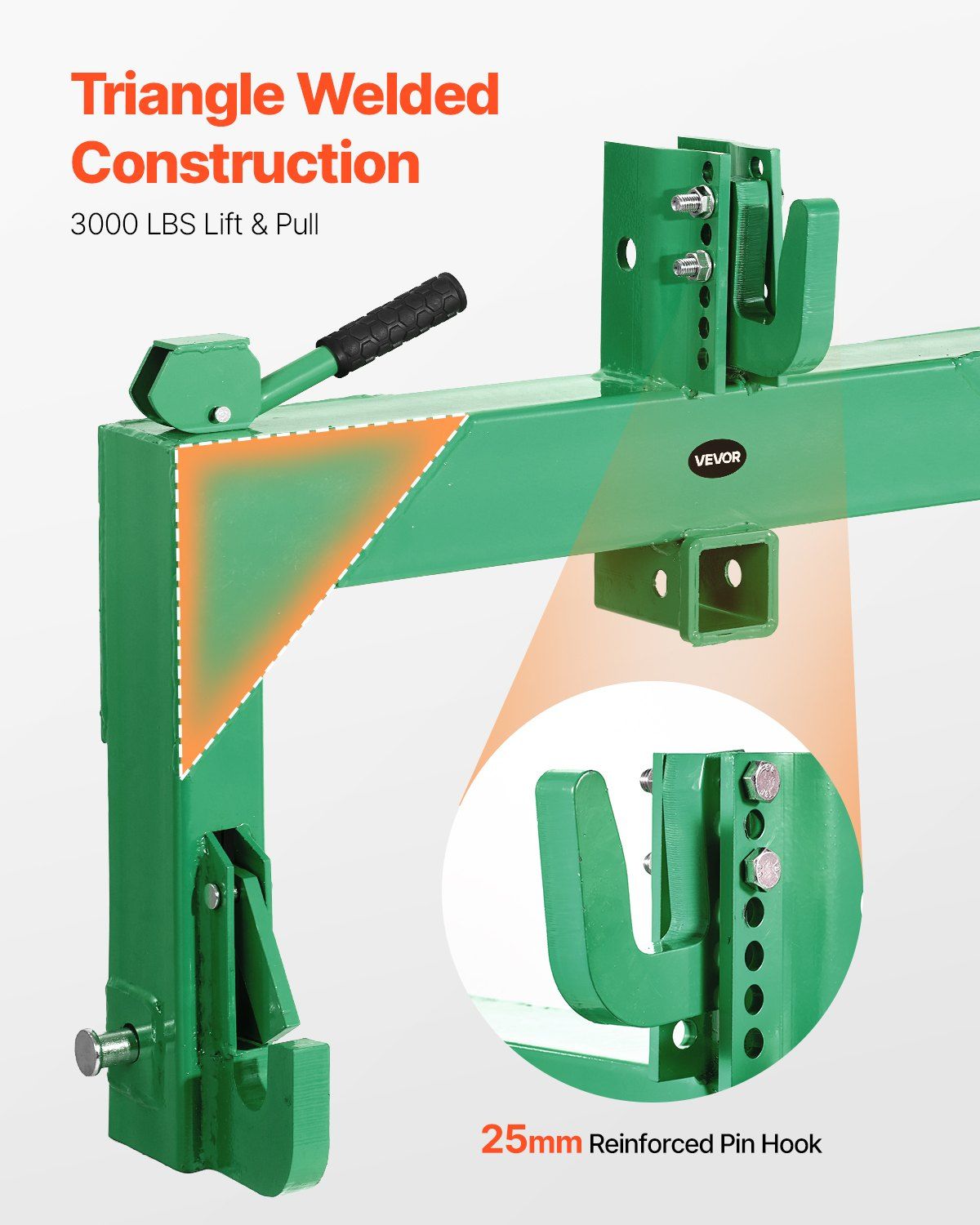 3-Point Quick Hitch with 2 in Receiver, 3000 Lbs Lift Capacity, 3-Pt Hitch with 5 Level Adjustable Bolt, V952-ZZJKHJT12LTLTZ4R9001V0