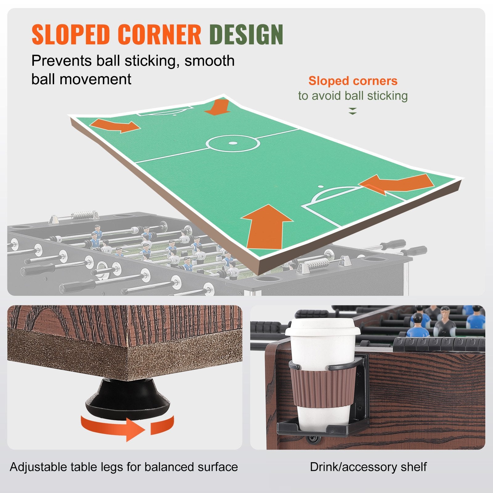 Foosball Table, 48 inch Standard Size Foosball Table, Indoor Full Size Foosball Table for Home, Family, and V952-ZZKZQZ48YCBB86HRRV0