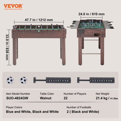 Foosball Table, 48 inch Standard Size Foosball Table, Indoor Full Size Foosball Table for Home, Family, and V952-ZZKZQZ48YCBB86HRRV0