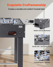 Foosball Table, 121 cm Standard Size Table, Indoor Full Size Foosball Tables for Home, Family, and Game Room, V952-ZZKZQZ48YCHSUEDA6003V0