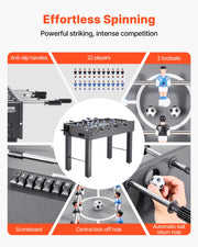 Foosball Table, 121 cm Standard Size Table, Indoor Full Size Foosball Tables for Home, Family, and Game Room, V952-ZZKZQZ48YCHSUEDA6003V0