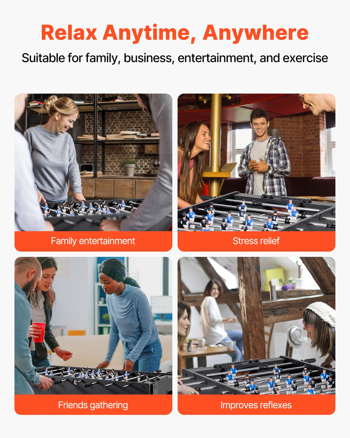 Foosball Table, 121 cm Standard Size Table, Indoor Full Size Foosball Tables for Home, Family, and Game Room, V952-ZZKZQZ48YCHSUEDA6003V0