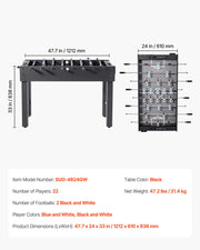 Foosball Table, 121 cm Standard Size Table, Indoor Full Size Foosball Tables for Home, Family, and Game Room, V952-ZZKZQZ48YCHSUEDA6003V0