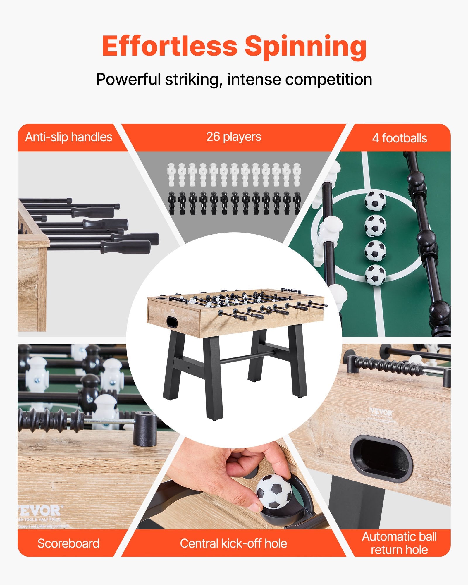 140 cm Foosball Soccer Game Table Standard Size Foosball Table for Home V952-ZZKZQZ55CJHBA29YJ001V0
