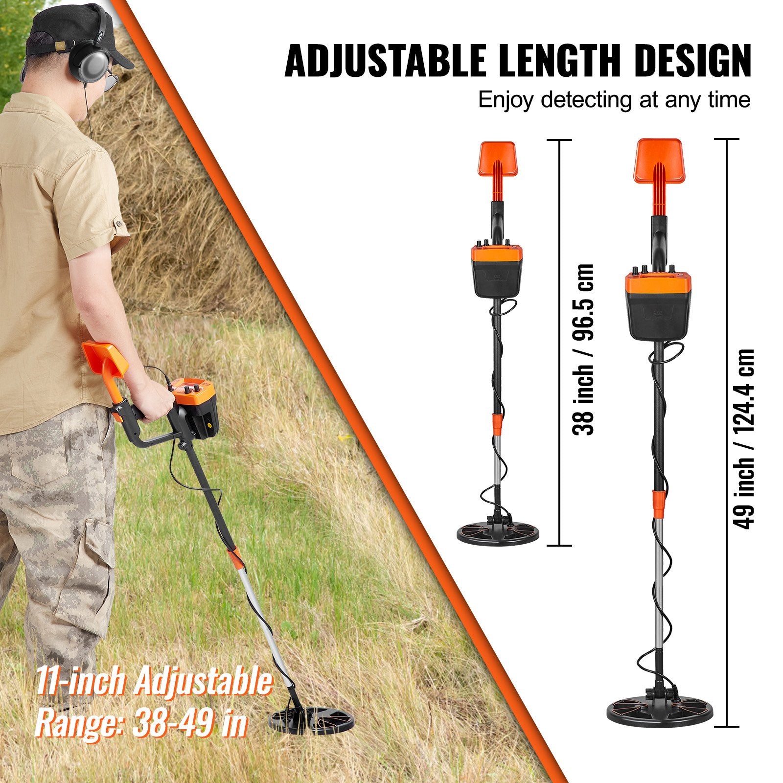 Metal Detector for Adults & Kids, 8", Professional Adjustable Higher Accuracy Gold Detector, IP68 Waterproof V952-ZZSJSTCQY82109C07V0