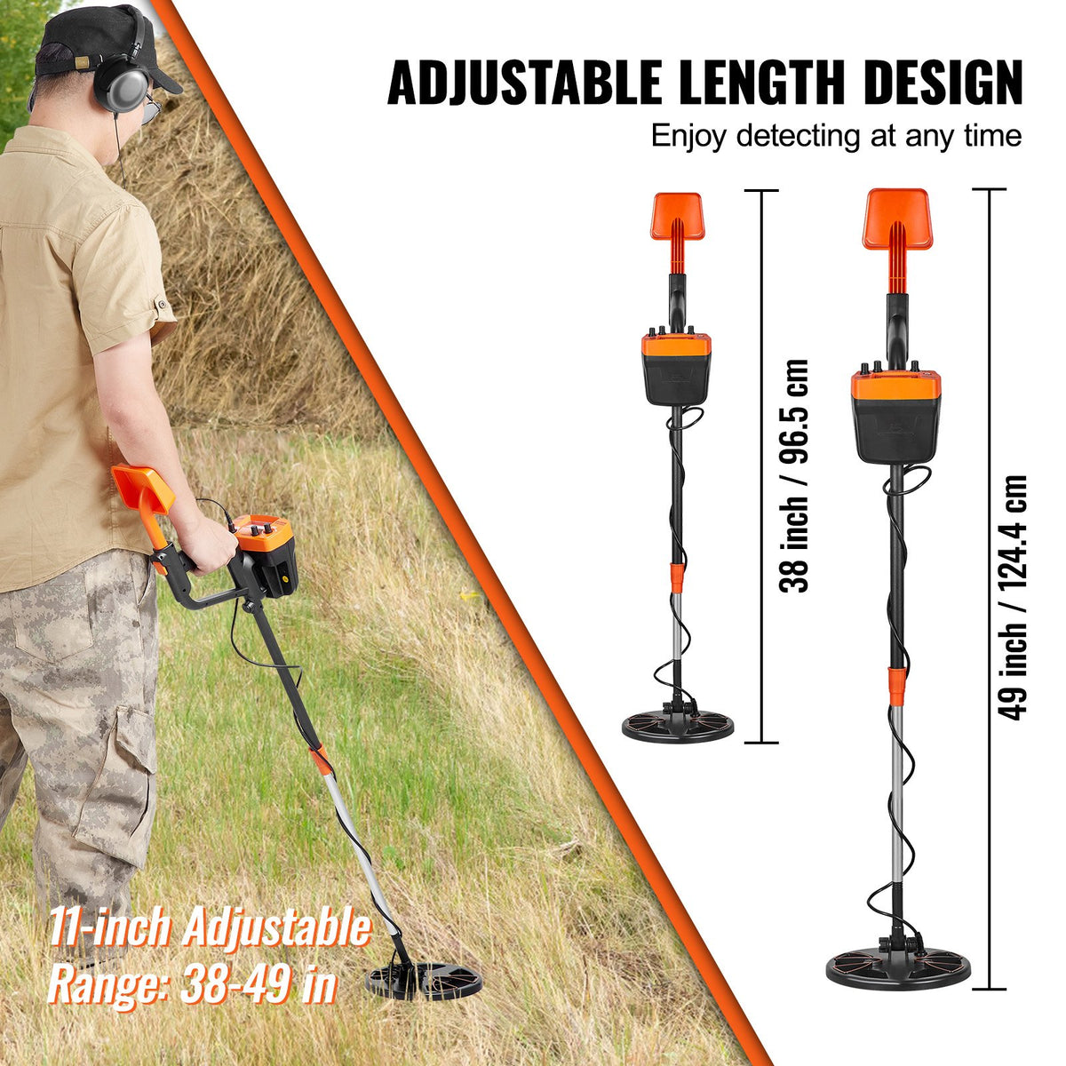Metal Detector for Adults & Kids, 8", Professional Adjustable Higher Accuracy Gold Detector, IP68 Waterproof V952-ZZSJSTCQY82109C07V0