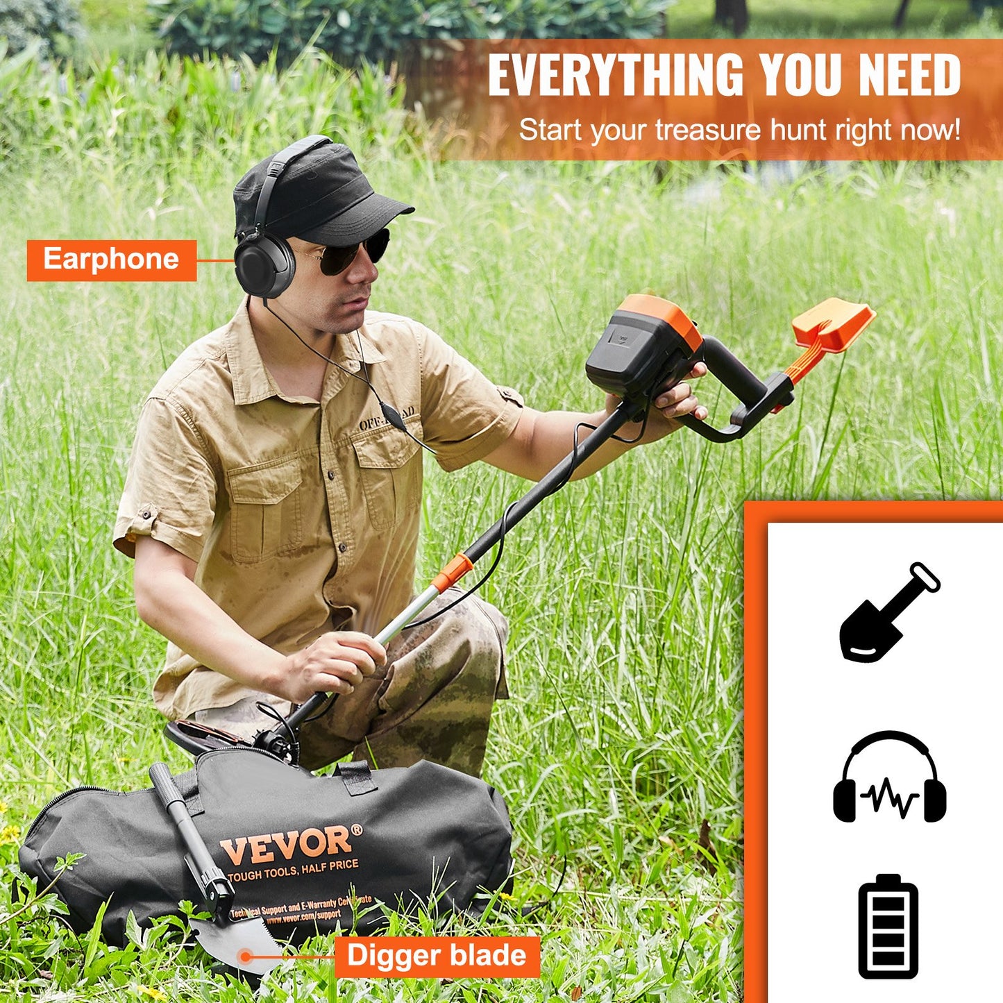 Metal Detector for Adults & Kids, 8", Professional Adjustable Higher Accuracy Gold Detector, IP68 Waterproof V952-ZZSJSTCQY82109C07V0