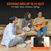 Acoustic Foam Panels 24 Pack 12 x 12 x 2 in Adhesive for Wall Ceiling V952-ZZSPMBHSL12W4C53ZV0
