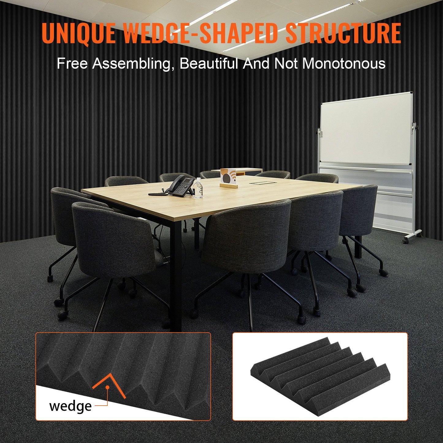 Acoustic Foam Panels 24 Pack 12 x 12 x 2 in Adhesive for Wall Ceiling V952-ZZSPMBHSL12W4C53ZV0