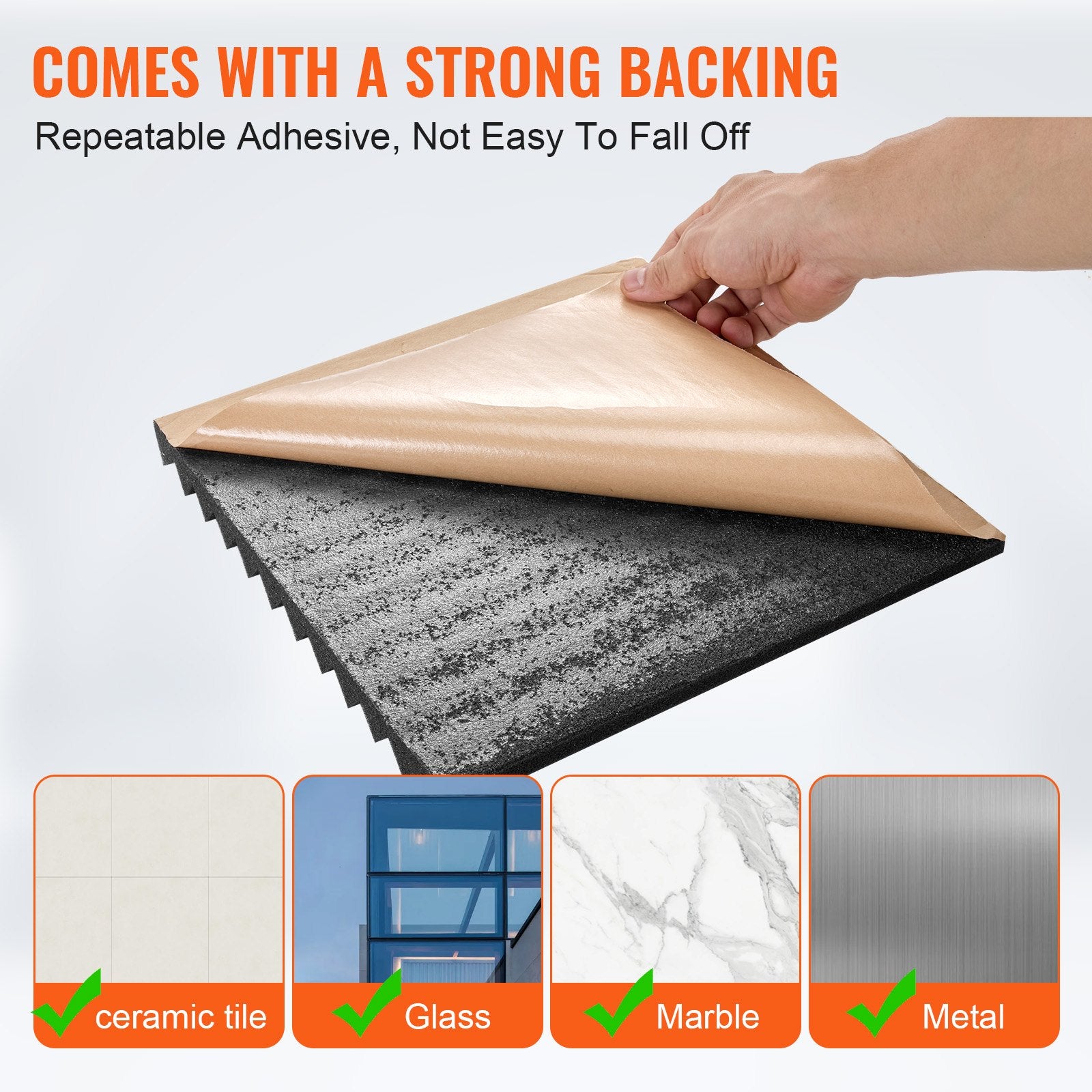 Acoustic Foam Panels 48 Pack 12 x 12 x 1 in Adhesive for Wall Ceiling V952-ZZSPMBHSL12W5Y37FV0