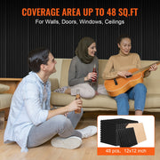 Acoustic Foam Panels 48 Pack 12 x 12 x 1 in Adhesive for Wall Ceiling V952-ZZSPMBHSL12W5Y37FV0