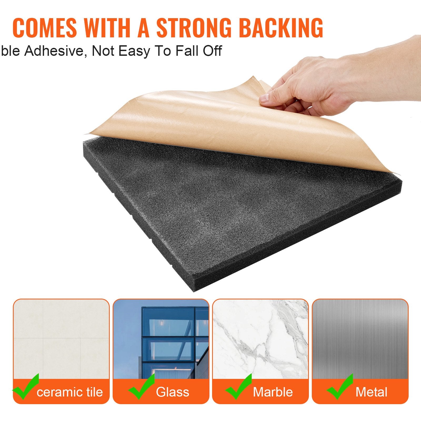 Acoustic Foam Panels 48 Pack 12 x 12 x 2 in Adhesive for Wall Ceiling V952-ZZSPMBHSL12WV08RDV0