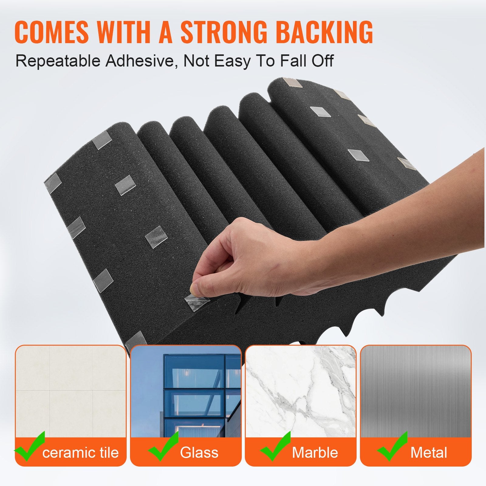 Acoustic Foam Panels 4 Pack 16.5 x 6.3 x 12 in Adhesive for Wall Ceiling V952-ZZSPMBHSL165BV9YJV0