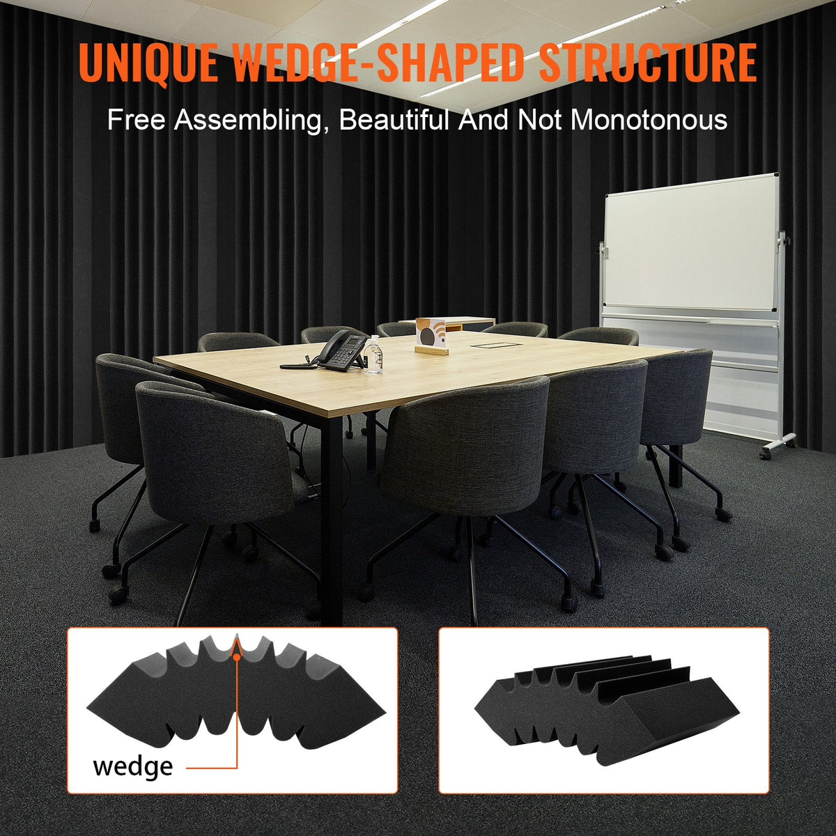 Acoustic Foam Panels 4 Pack 16.5 x 6.3 x 12 in Adhesive for Wall Ceiling V952-ZZSPMBHSL165BV9YJV0