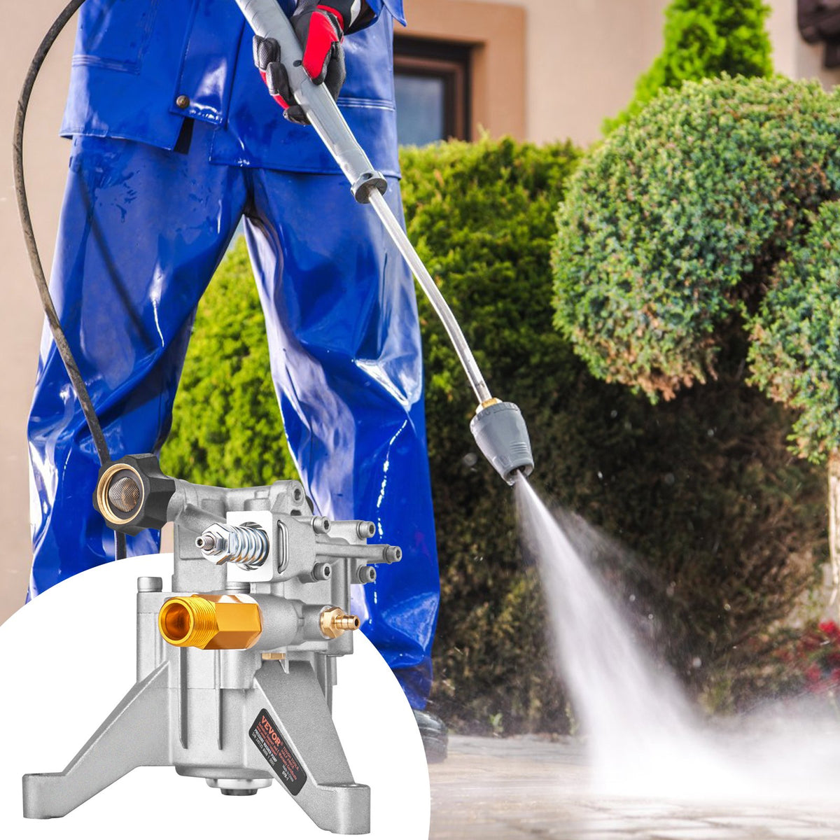 Pressure Washer Pump, 22 mm Shaft Vertical, 3400 PSI, 2.5 GPM, Replacement Power Washer Pumps Kit, Parts V952-ZZXPBZZ78INCHDXGMV0