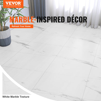 Self Adhesive Vinyl Floor Tiles 390 x 23.6 inch, 1.5mm Thick Peel & Stick, White Marble Texture DIY Flooring V952-ZZYXJDDBDLS1GEOEHV0