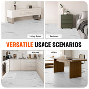 Self Adhesive Vinyl Floor Tiles 390 x 23.6 inch, 1.5mm Thick Peel & Stick, White Marble Texture DIY Flooring V952-ZZYXJDDBDLS1GEOEHV0