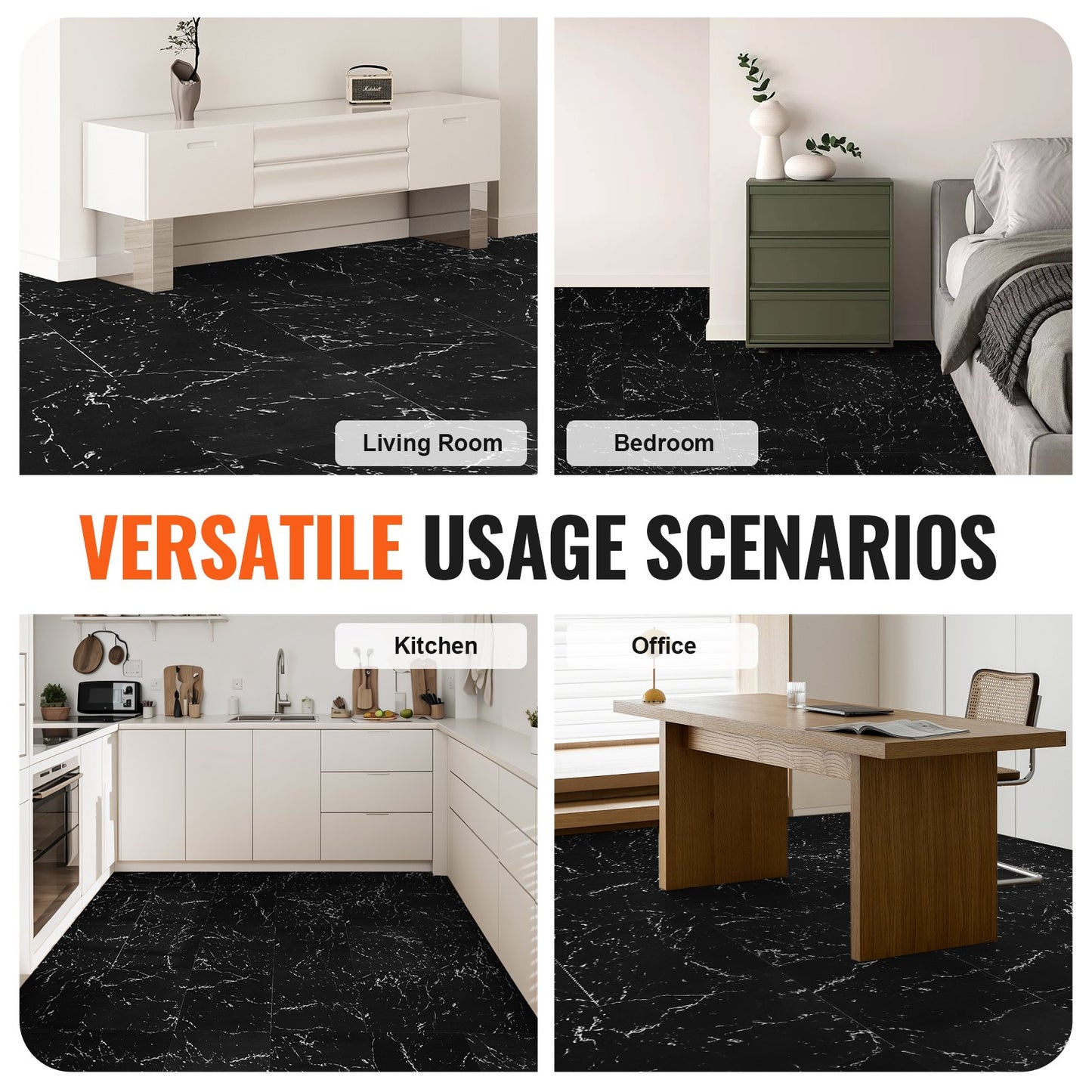 Self Adhesive Vinyl Floor Tiles 12 x 12 inch, 50 Tiles 1.5mm Thick Peel & Stick, Black Marble Texture DIY V952-ZZYXJDDHDLS5QZJSXV0