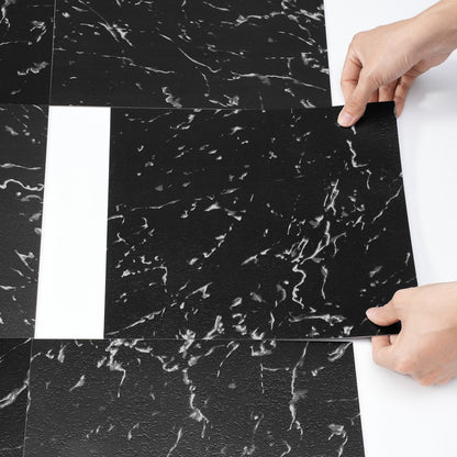Self Adhesive Vinyl Floor Tiles 12 x 12 inch, 50 Tiles 1.5mm Thick Peel & Stick, Black Marble Texture DIY V952-ZZYXJDDHDLS5QZJSXV0
