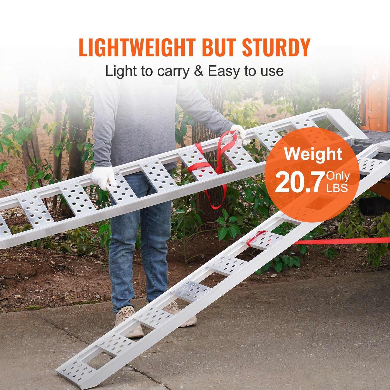 Aluminum Ramps, 1250lbs, Straight Ramp with Treads and Load Straps, Portable Loading Ramp for Motorcycles, V952-ZZZ1250781222PF5MV0