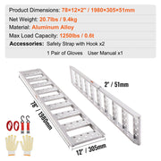 Aluminum Ramps, 1250lbs, Straight Ramp with Treads and Load Straps, Portable Loading Ramp for Motorcycles, V952-ZZZ1250781222PF5MV0