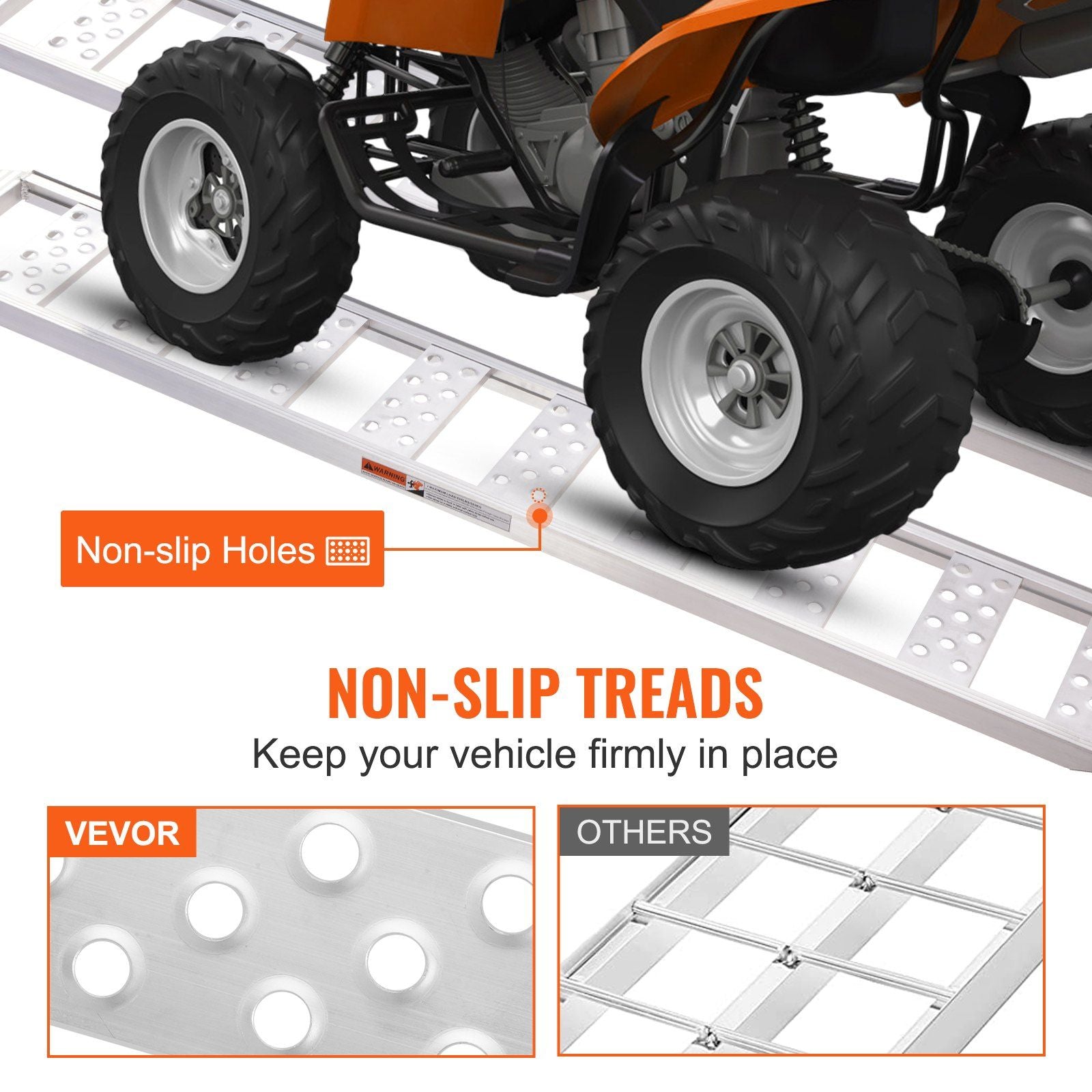 Aluminum Ramps, 1250lbs, Straight Ramp with Treads and Load Straps, Portable Loading Ramp for Motorcycles, V952-ZZZ1250781222PF5MV0