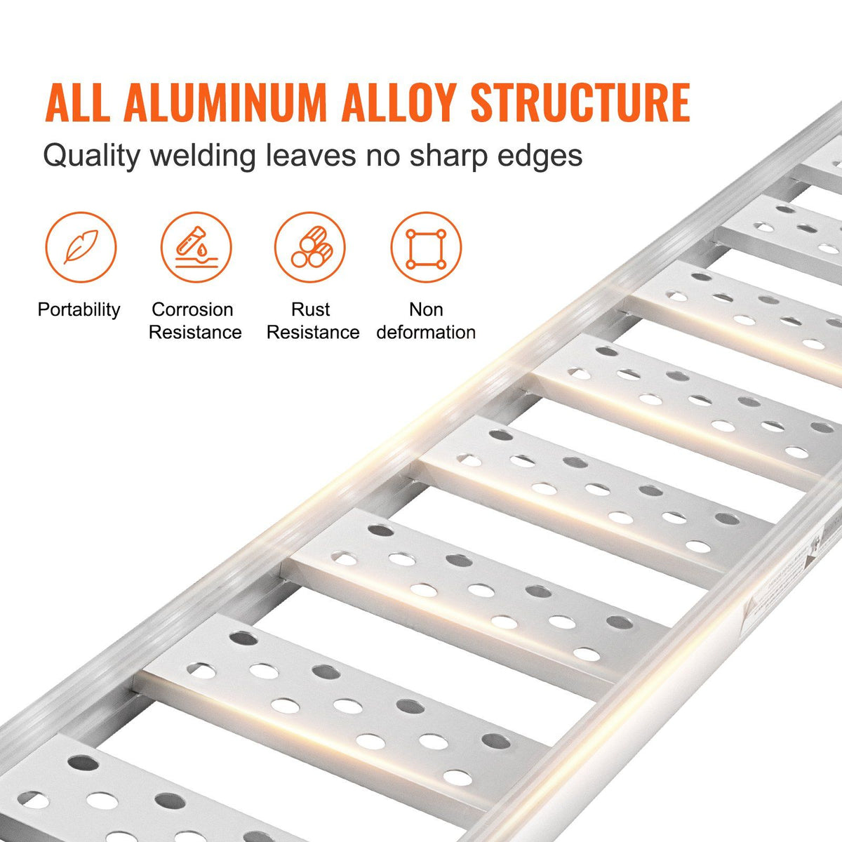 Aluminum Ramps, 1250lbs, Straight Ramp with Treads and Load Straps, Portable Loading Ramp for Motorcycles, V952-ZZZ1250781222PF5MV0