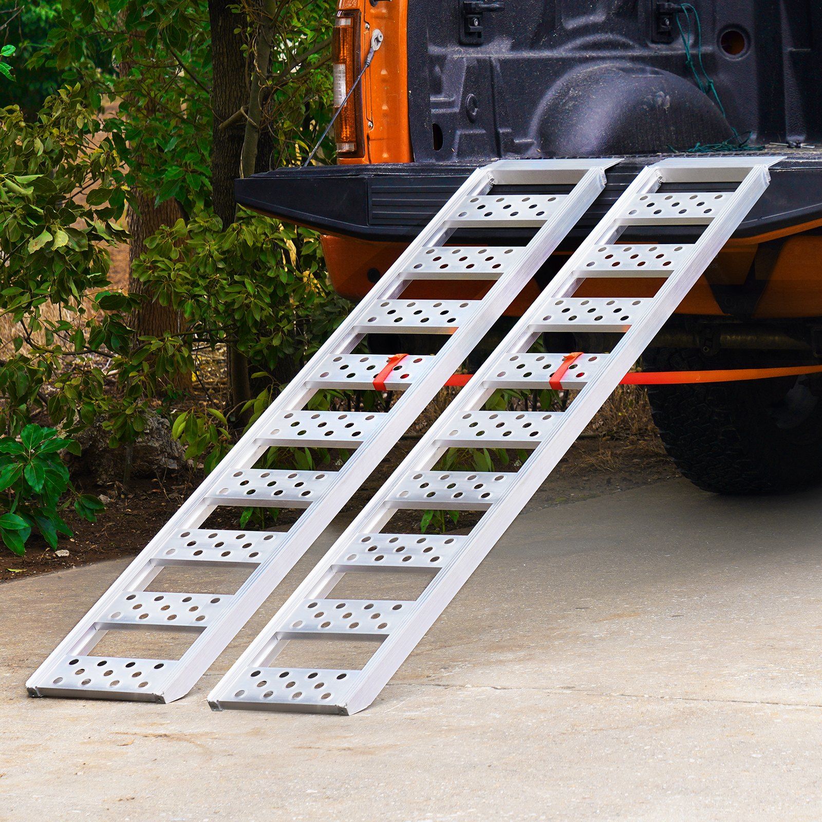 Aluminum Ramps, 1250lbs, Straight Ramp with Treads and Load Straps, Portable Loading Ramp for Motorcycles, V952-ZZZ1250781222PF5MV0