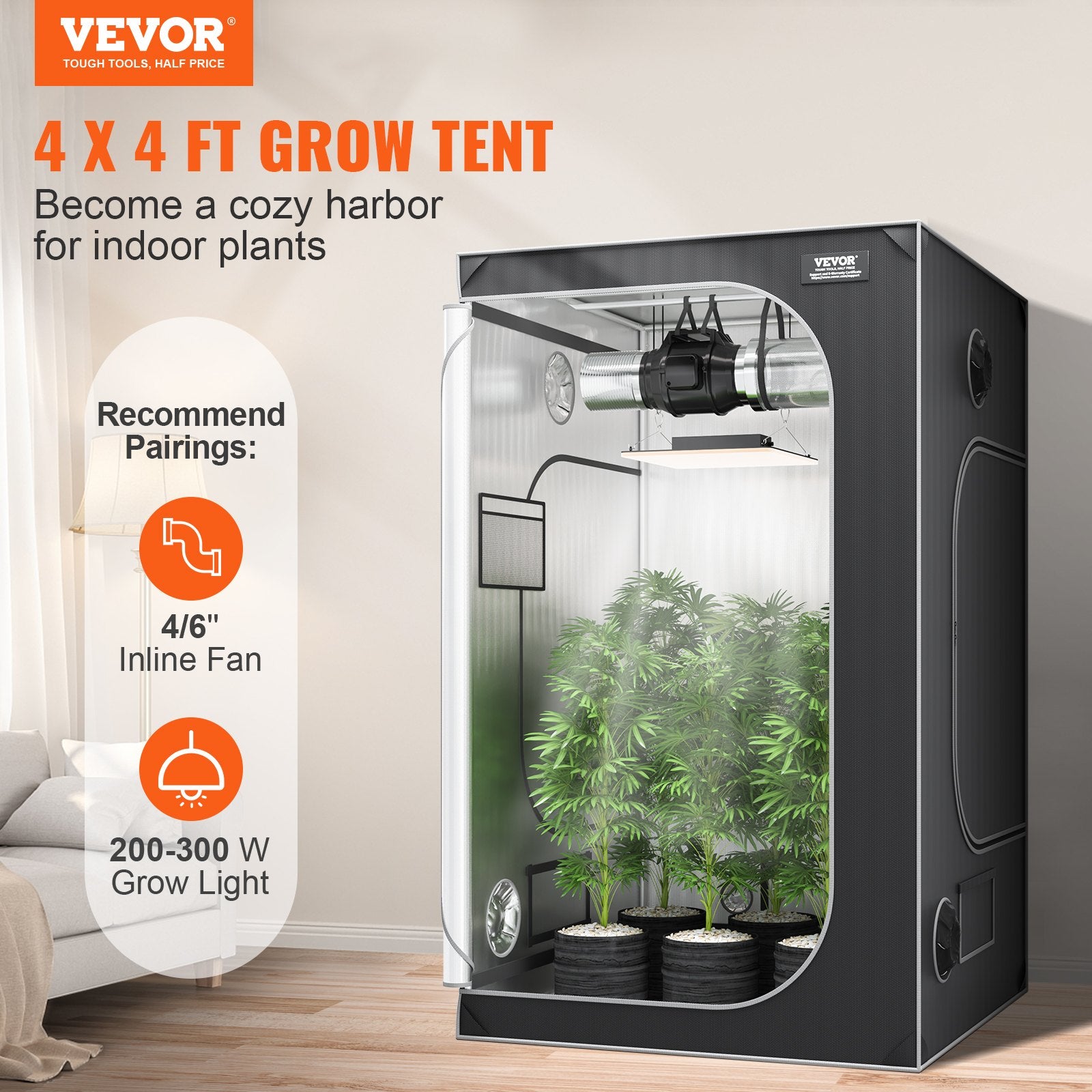 Grow Tent 48 x 48 x 80 in Indoor Growing Tent Hydroponic Window Door Tray V952-ZZZPJSJSJTHSH2RLQV0