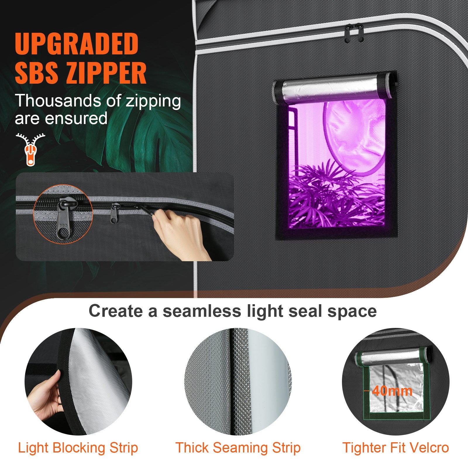 Grow Tent 48 x 48 x 80 in Indoor Growing Tent Hydroponic Window Door Tray V952-ZZZPJSJSJTHSH2RLQV0