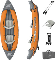 Bestway 3.21m x 1.00m Rapid X2 Kayak for 2 with Hand Pump, Paddles, Seats, Fins and Storage Bag Two Seater V958-65077