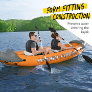 Bestway 3.21m x 1.00m Rapid X2 Kayak for 2 with Hand Pump, Paddles, Seats, Fins and Storage Bag Two Seater V958-65077