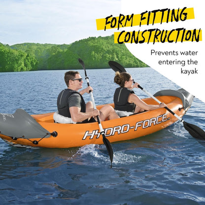 Bestway 3.21m x 1.00m Rapid X2 Kayak for 2 with Hand Pump, Paddles, Seats, Fins and Storage Bag Two Seater V958-65077