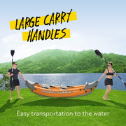Bestway 3.21m x 1.00m Rapid X2 Kayak for 2 with Hand Pump, Paddles, Seats, Fins and Storage Bag Two Seater V958-65077