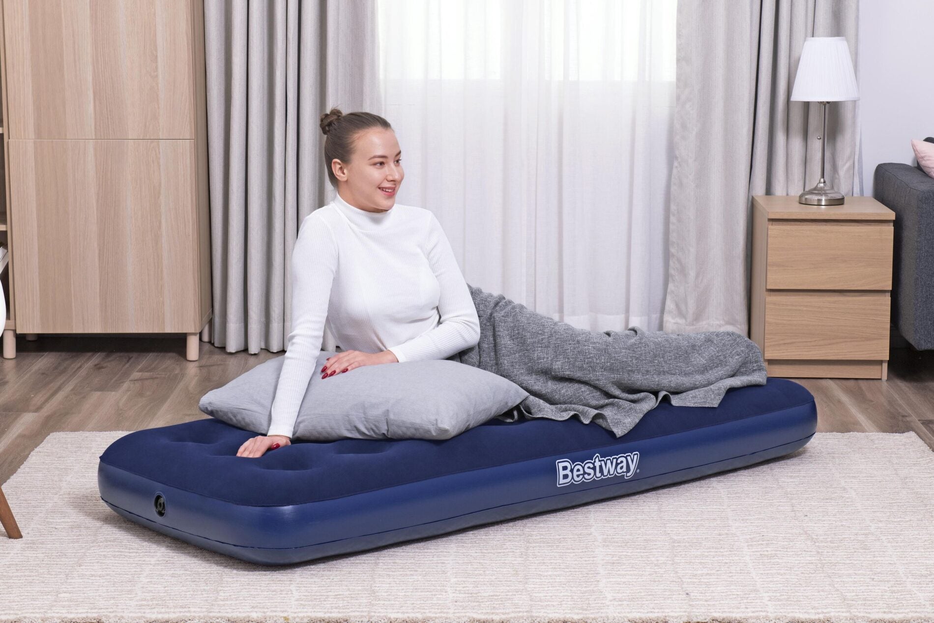 Bestway 1.85m x 76cm x 22cm Air Mattress Jr.Twin Indoor/Outdoor Heavy Duty Durable Camping V958-67000