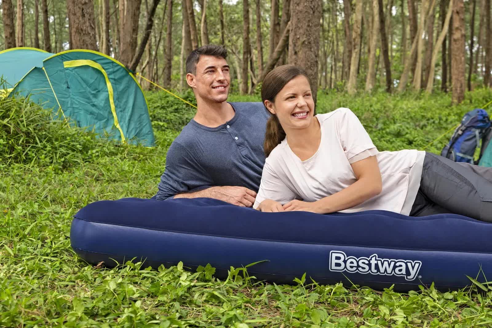 Bestway 2.03m x 1.52m x 22cm Air Mattress Queen Inflatable Air Bed Indoor/Outdoor Heavy Duty Durable Camping V958-67003