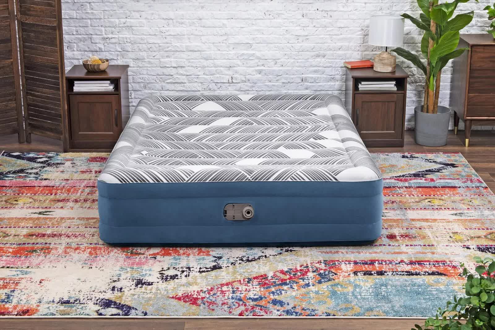 Bestway 2.03m x 1.52m x 36cm Tritech Fashion Flock comfortable inflatable Air Mattress Queen Built-in AC Pump V958-6712Y