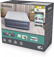 Bestway 2.03m x 1.52m x 51cm Tritech Air Inflatable Mattress Queen Built-in AC Pump V958-6713I