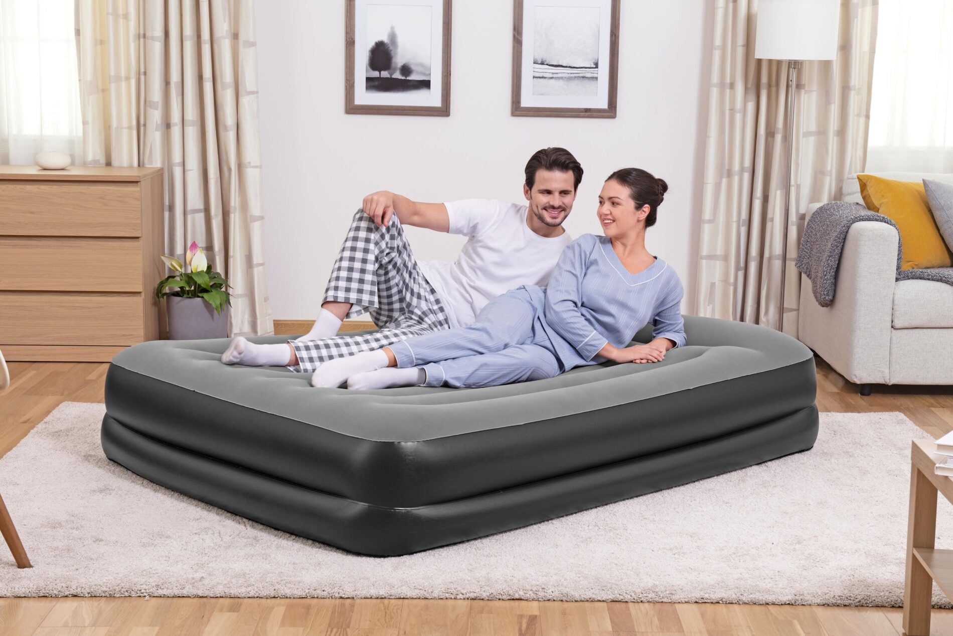 Bestway 2.03m x 1.52m x 46cm Tritech Air Mattress Queen Built-in AC pump V958-67403