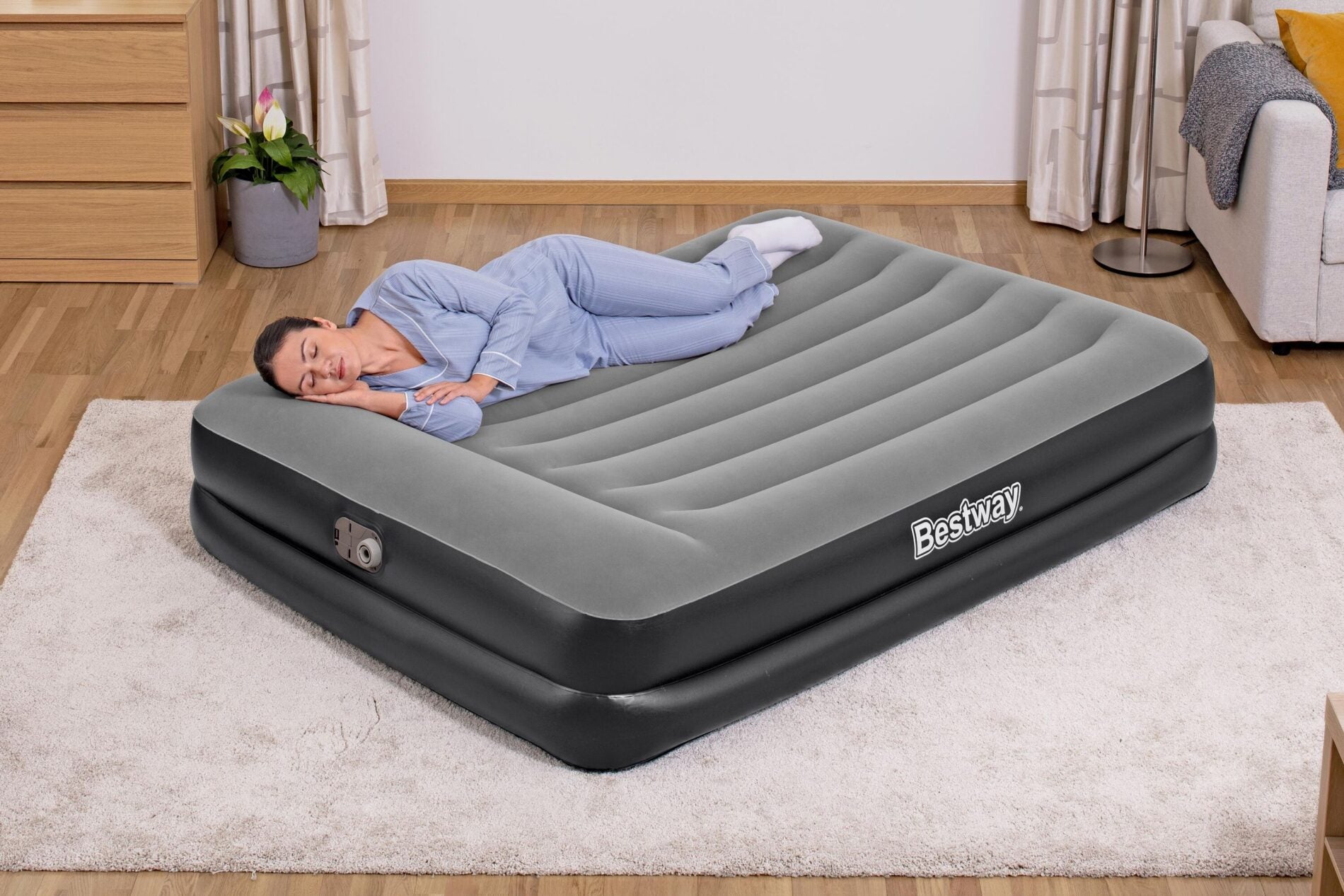 Bestway 2.03m x 1.52m x 46cm Tritech Air Mattress Queen Built-in AC pump V958-67403