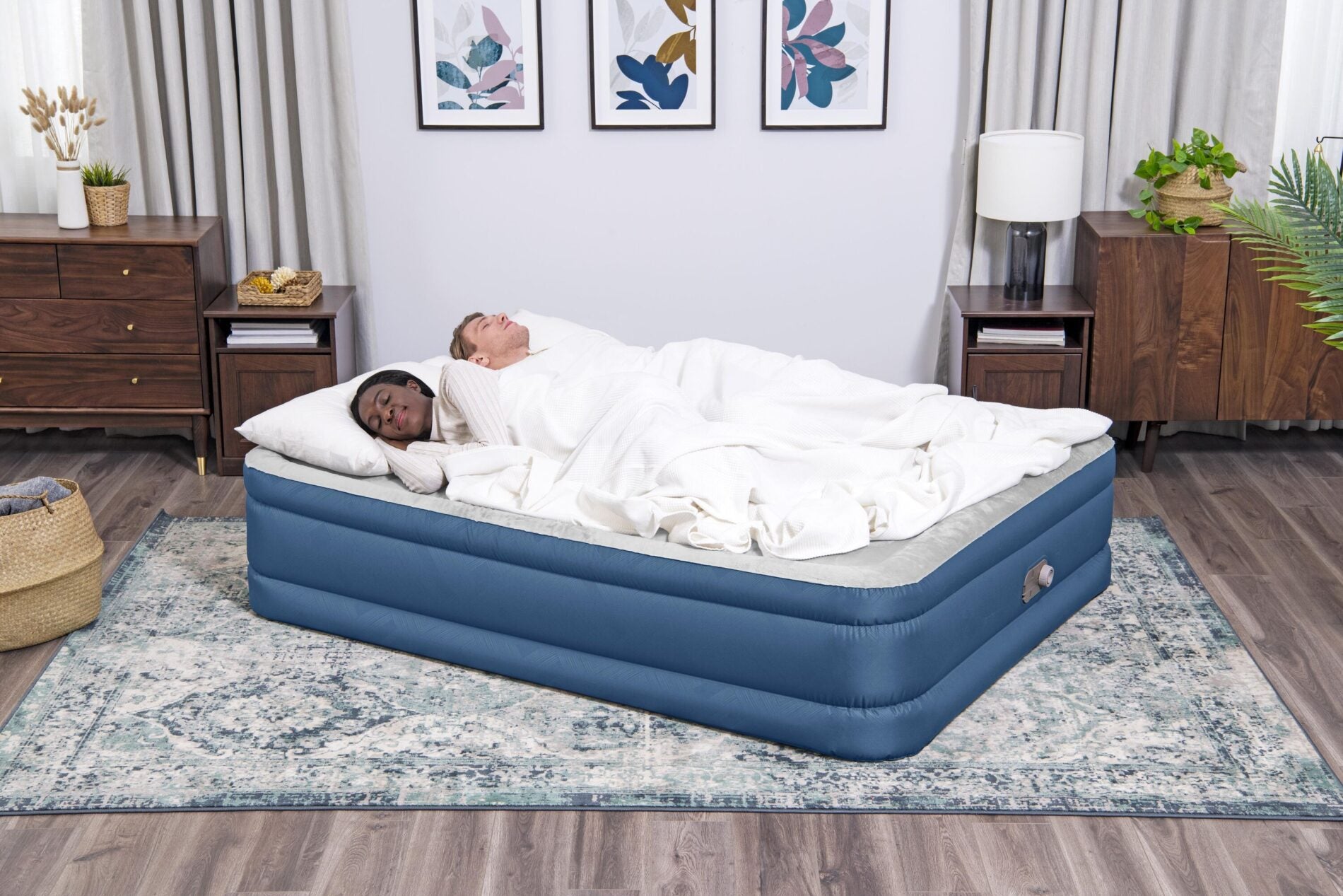 Bestway 2.03m x 1.52m x 46cm Fortech Snugable Top Air Inflatable Mattress Queen Built-in AC Pump V958-69075