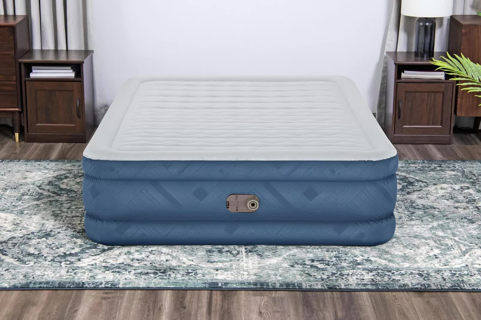Bestway 2.03m x 1.52m x 46cm Fortech Snugable Top Air Inflatable Mattress Queen Built-in AC Pump V958-69075