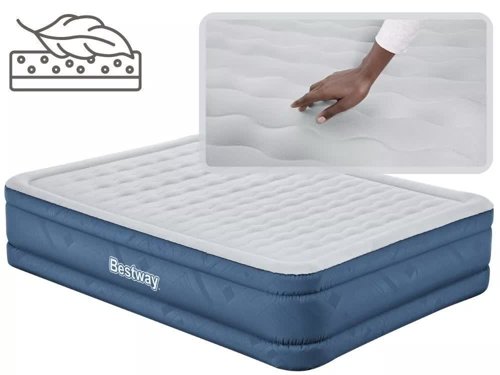 Bestway 2.03m x 1.52m x 46cm Fortech Snugable Top Air Inflatable Mattress Queen Built-in AC Pump V958-69075